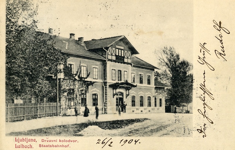 Železniška postaja Šiška. Poslana 1904..jpg