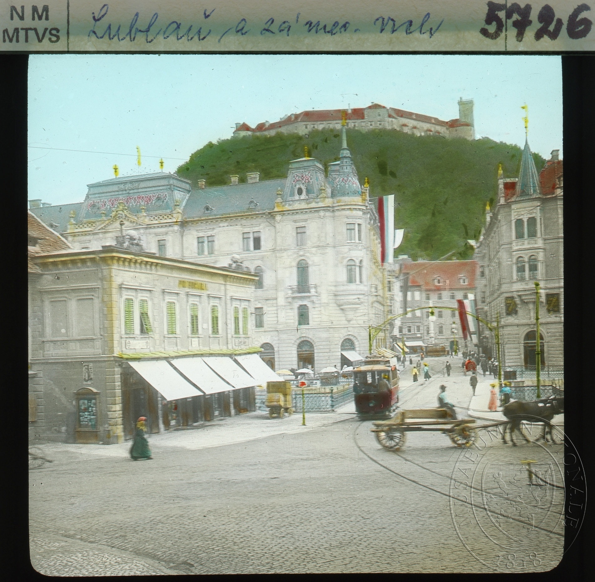 Marijin, danes Prešernov trg okoli leta 1900..jpg