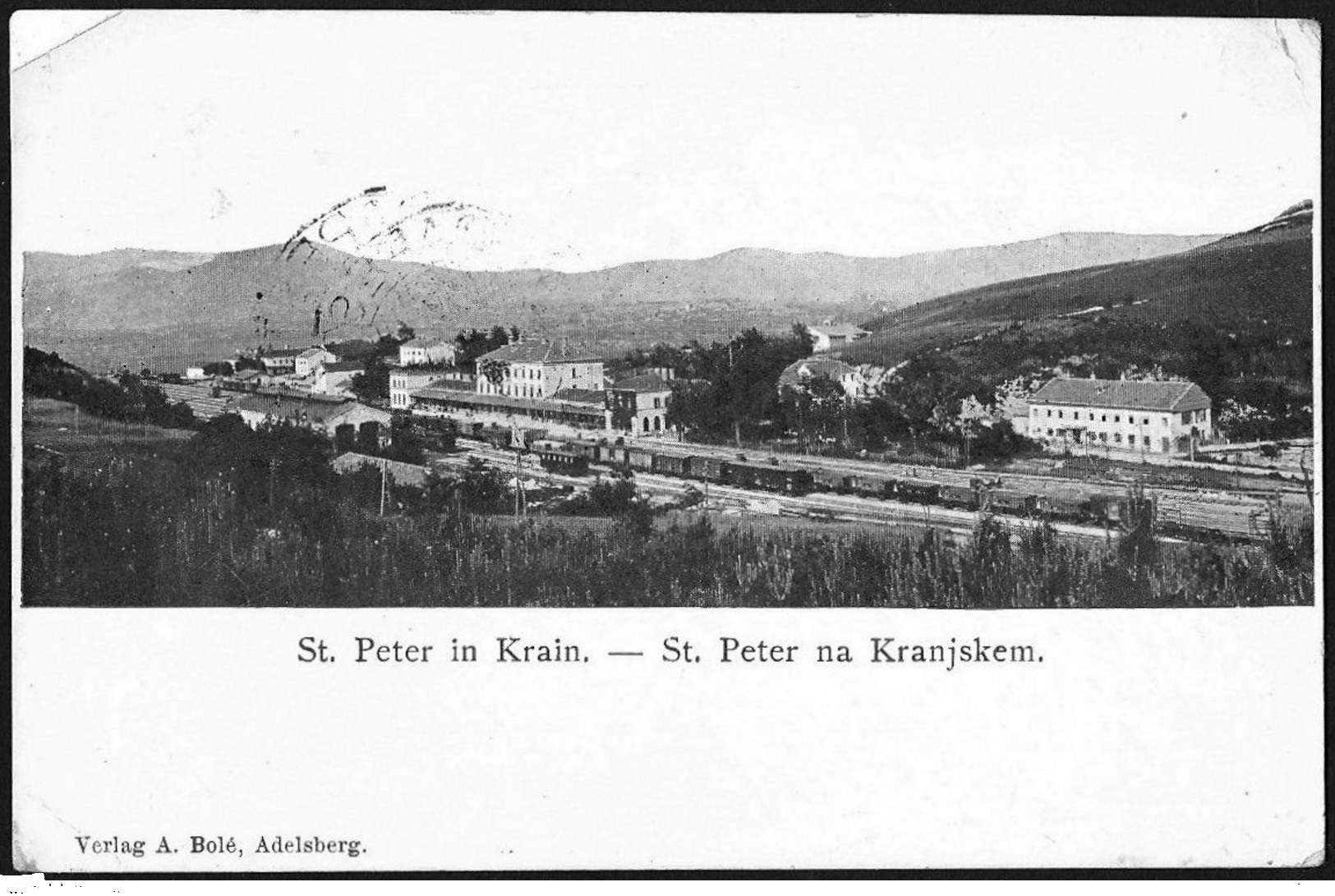 449_001 Slovenia St Peter in Krain -Pivka, Railway station skyline 1915.jpg
