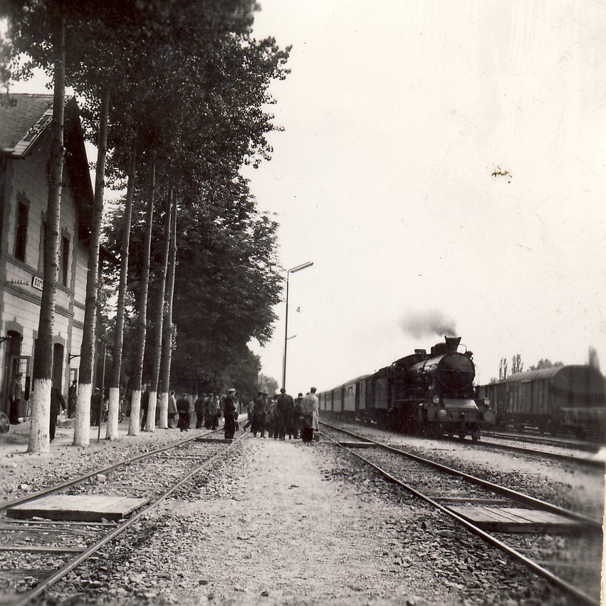 Ulazak putničkog voza sa lokomotivom serije 01 u stanicu Bogojevo, 1961-62..jpg